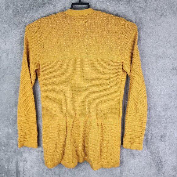 Womens Rachel Zoe Yellow Open Front Cardigan Sweater Long Sleeve Pockets Size M - Picture 8 of 11